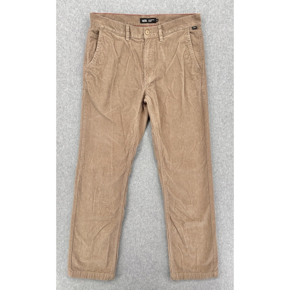 Vans Authentic Chino Relaxed Pants Mens 32 Tan Brown Corduroy Skate 100% Cotton